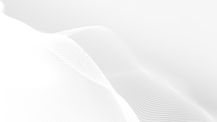 Dot white gray wave light technology texture background. Abstract big data digital concept. 3d rendering.