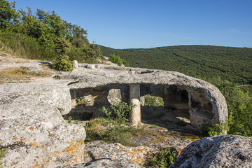 Cave city of ancient Christians. Byzantine construction.