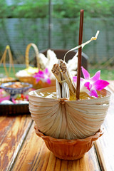 Fototapeta premium Thai Eastern Style Sweet and Sour Calamansi Citrus Juice Served at the Patio Seating