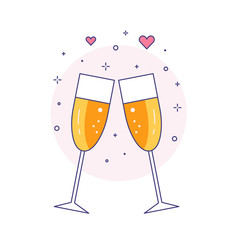 Two Glasses of Champagne Line Art Icon