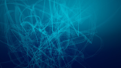 High tech blue wave dark background. Abstract technology big data digital background. 3d rendering.