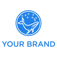 whale line modern icon logo design