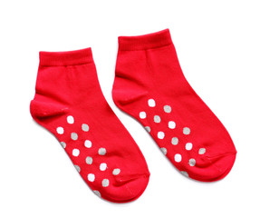 Cotton socks on white background