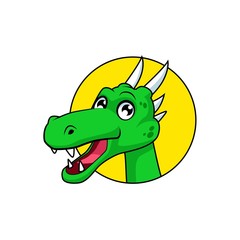 Cute dragon head cartoon logo template