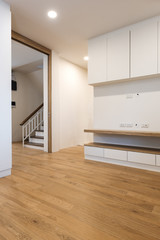 Modern interior design with wood floor
