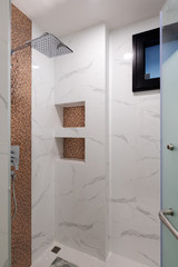 modern bathroom with tile wall