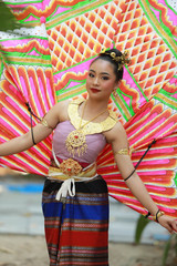 Thai beautiful teen girl in thai traditional dress.
