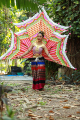 Thai beautiful teen girl in thai traditional dress.