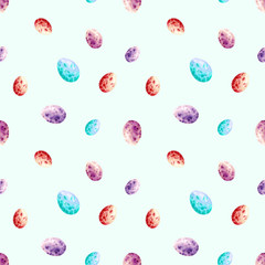 Watercolor easter pattern. Colorful easter eggs. Pattern for packaging, wrapping, textile, background