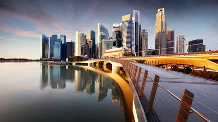Foto op Plexiglas Skyline van Singapore met wolkenkrabbers - Marina Bay © TTstudio