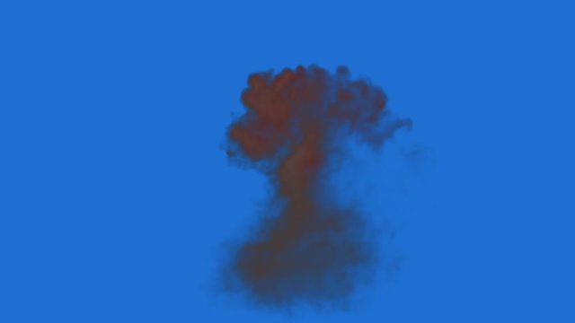 Animation of the explosion on a transparent background. Realistic fireball explosion with huge smoke blast 3D animation