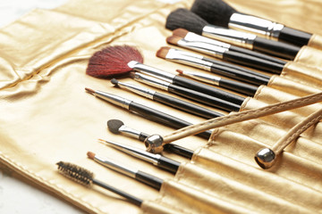Set of makeup brushes, closeup