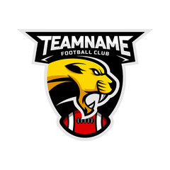 Cougars head logo for the American football team logo. vector illustration. With a combination of shields badge.