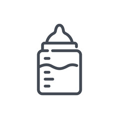 Baby bottle line icon. Milk bottle for baby vector outline sign.