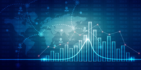 2d rendering Stock market online business concept. business Graph 