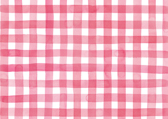 Red check pattern painted by watercolor