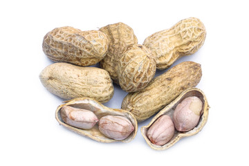 A pile of Peanuts isolated on white