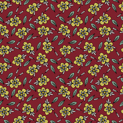 Seamless background with hand-drawn colorful floral pattern. It can be used for decoration of textile, paper and other surfaces.