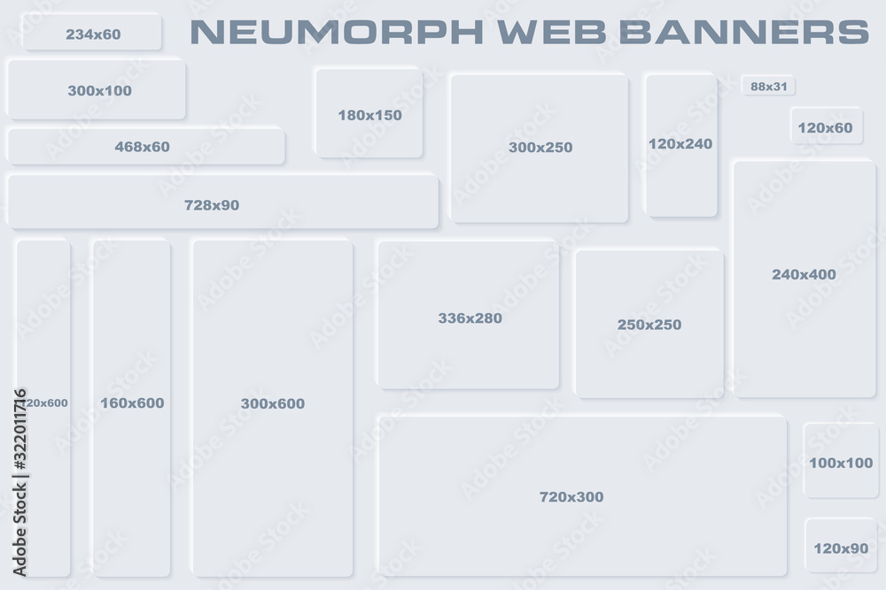 Wall mural standard size neumorphic ui web banners templates. skeuomorph trend design. editable vector elements