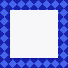 Frame with abstract geometric pattern of blue rhombuses. Vector illustration.