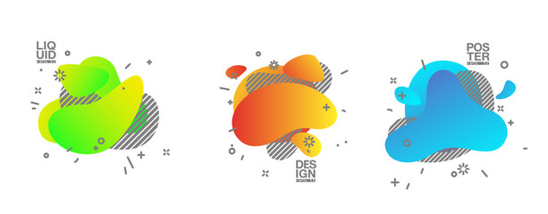 geometric colorful abstract shapes set badges background for banner web, app, poster. Trendy minimal modern design isolated white background. Abstract geometric shapes, lines patterns composition set.