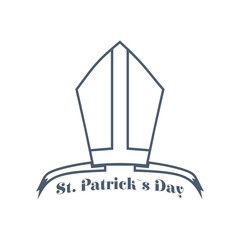 St. Patricks Day greeting card design element. Bishop hat with text.