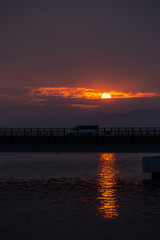 大村湾の朝焼け