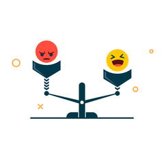 a good mood is better than a sad one. funny and angry smiley on the scales. vector symbol