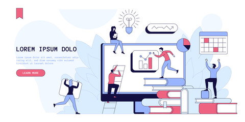 Business analytics landing page vector template