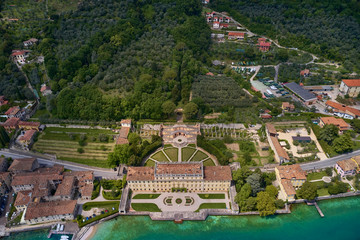 Aerial view of Villa Bettoni, Gargnano Lake Garda Italy.