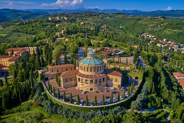Aerial view. Historical site, Sanctuary of the Madonna of Lourdes, Verona, Italy.	