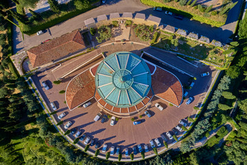 Aerial view. Historical site, Sanctuary of the Madonna of Lourdes, Verona, Italy.	