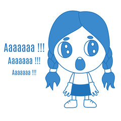 emoticon with a cool girl that stands and screams in fear Aaaaaaa, color vector emoji on white isolated background