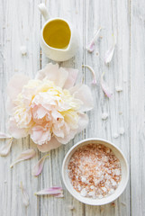 Spa concept with peonies