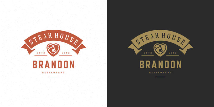 Barbecue logo vector illustration grill house or bbq restaurant menu emblem meat steak silhouette