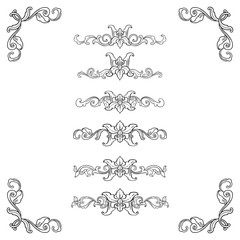 Set of Classic Flourish Ornament Frame Vintage Border Art Decorative