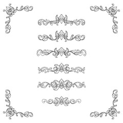 Set of Classic Flourish Ornament Frame Vintage Border Art Decorative