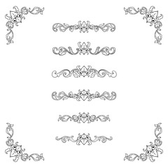 Set of Classic Flourish Ornament Frame Vintage Border Art Decorative