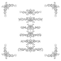 Set of Classic Flourish Ornament Frame Vintage Border Art Decorative