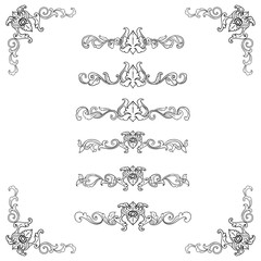 Set of Classic Flourish Ornament Frame Vintage Border Art Decorative