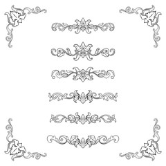 Set of Classic Flourish Ornament Frame Vintage Border Art Decorative