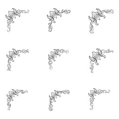 Set of Classic Flourish Ornament Frame Vintage Border Art Decorative