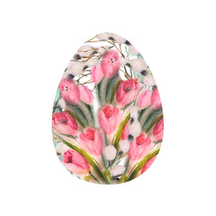 Watercolor set with fluffy pussy-willow and tulips easter frames. Suitable for greeting cards, valentines, easter cards, invitations, stationery