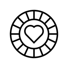 casino chip with heart isolated icon