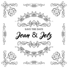 Set of Classic Flourish Ornament Frame Vintage Border Art Decorative