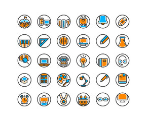 Education filled outline icon set. Vector and Illustration.
