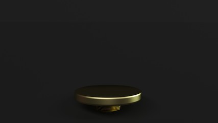 Golden Product Stand on Black. 3D Rendering