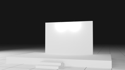 Empty backdrop. Stage for speaking, exhibition, events. 3D rendered image.