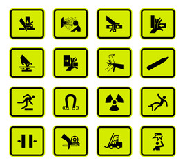 Warning Hazard Symbols labels Sign Isolated on White Background,Vector Illustration