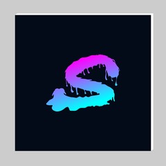 Gradient Letter Logo Design on Dark Background. Melted Grunge Font. Letter S Initials. Vector Illustration